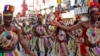 Revellers participate in the Carnaval des Fleurs, or Carnival of Flowers, during the three-day festival in Port-au-Prince, July 29, 2013. Picture taken July 29, 2013. REUTERS/Marie Arago (HAITI - Tags: SOCIETY) - GM1E97V0B5001