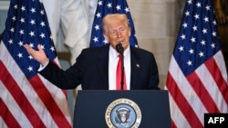 US President Donald Trump speaks during the National Prayer Breakfast at the US Capitol in Washington, DC, on February 6, 2025. (Photo by Mandel NGAN / AFP)