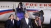 TOPSHOT - This handout picture taken and released by the Russian Foreign Ministry on their "X" social media account shows Russian Foreign Minister Sergei Lavrov (C) arriving in Saudi Arabia prior to a meeting with US Secretary of State in Riyad on Februar